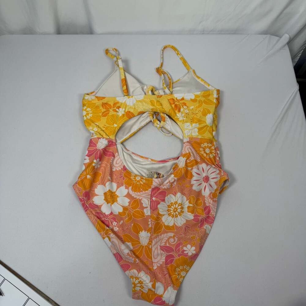 Blue C Floral Cutout One-Piece Swimsuit Size M - Picture 3 of 7